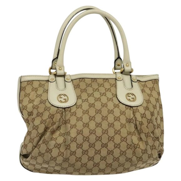 GUCCI GG Canvas Tote Bag Beige Gold 269953 Auth BA4969 - Picture 3 of 16